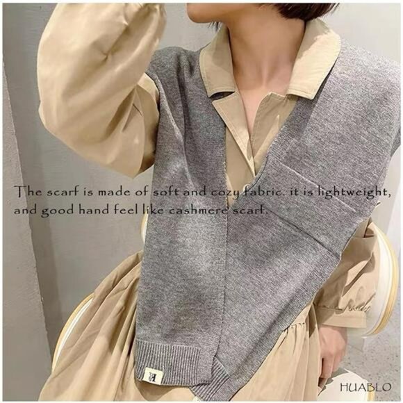 Khaki Knit Shawl Wrap Sweater Lightweight Poncho Cardigan for Women Travel - Picture 3 of 7